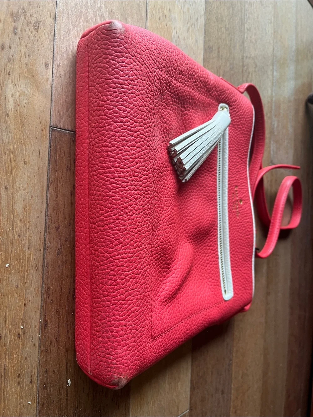 kate spade Red Pebbled Leather Crossbody with White Trim